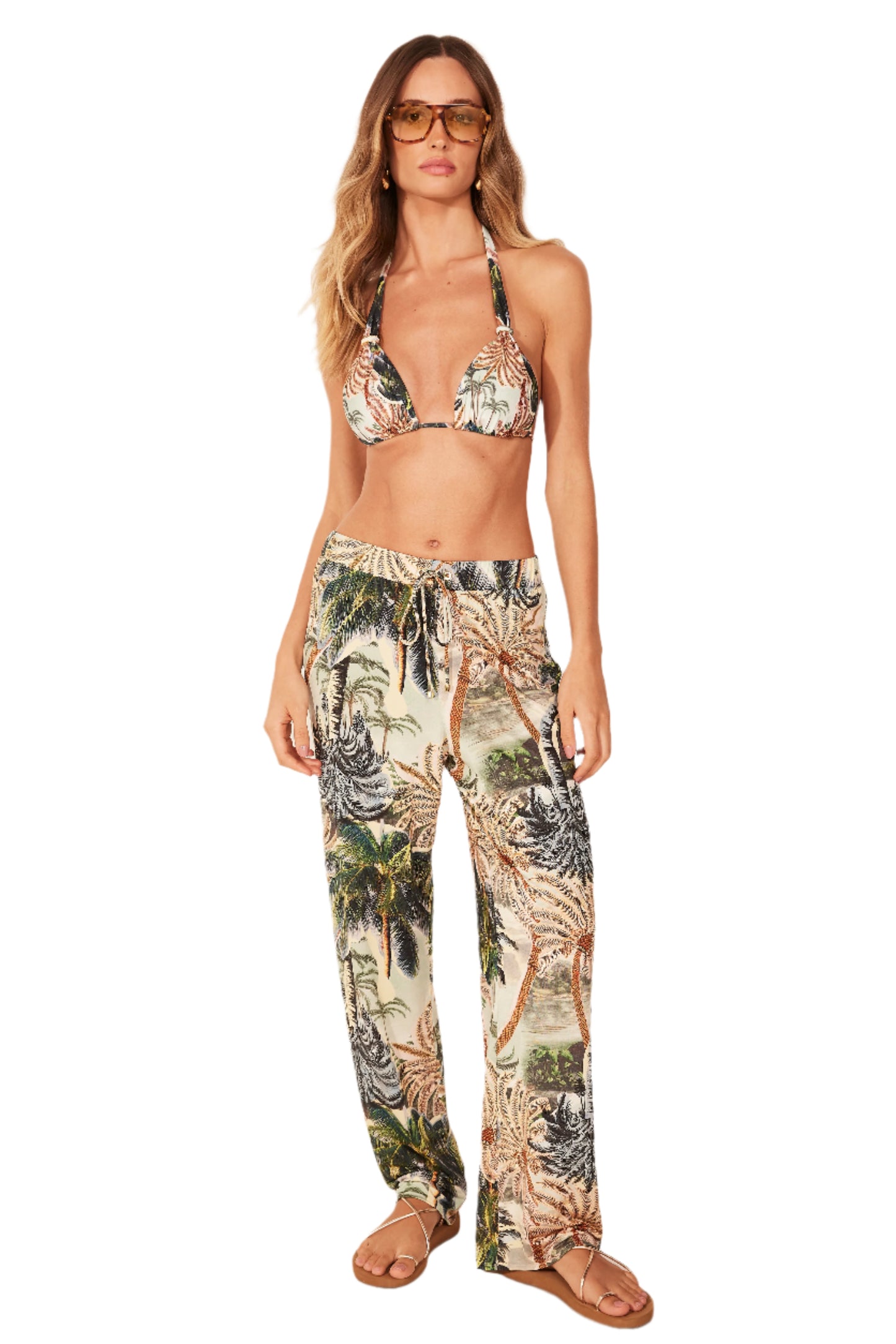Palm Tree Low Waist Pants