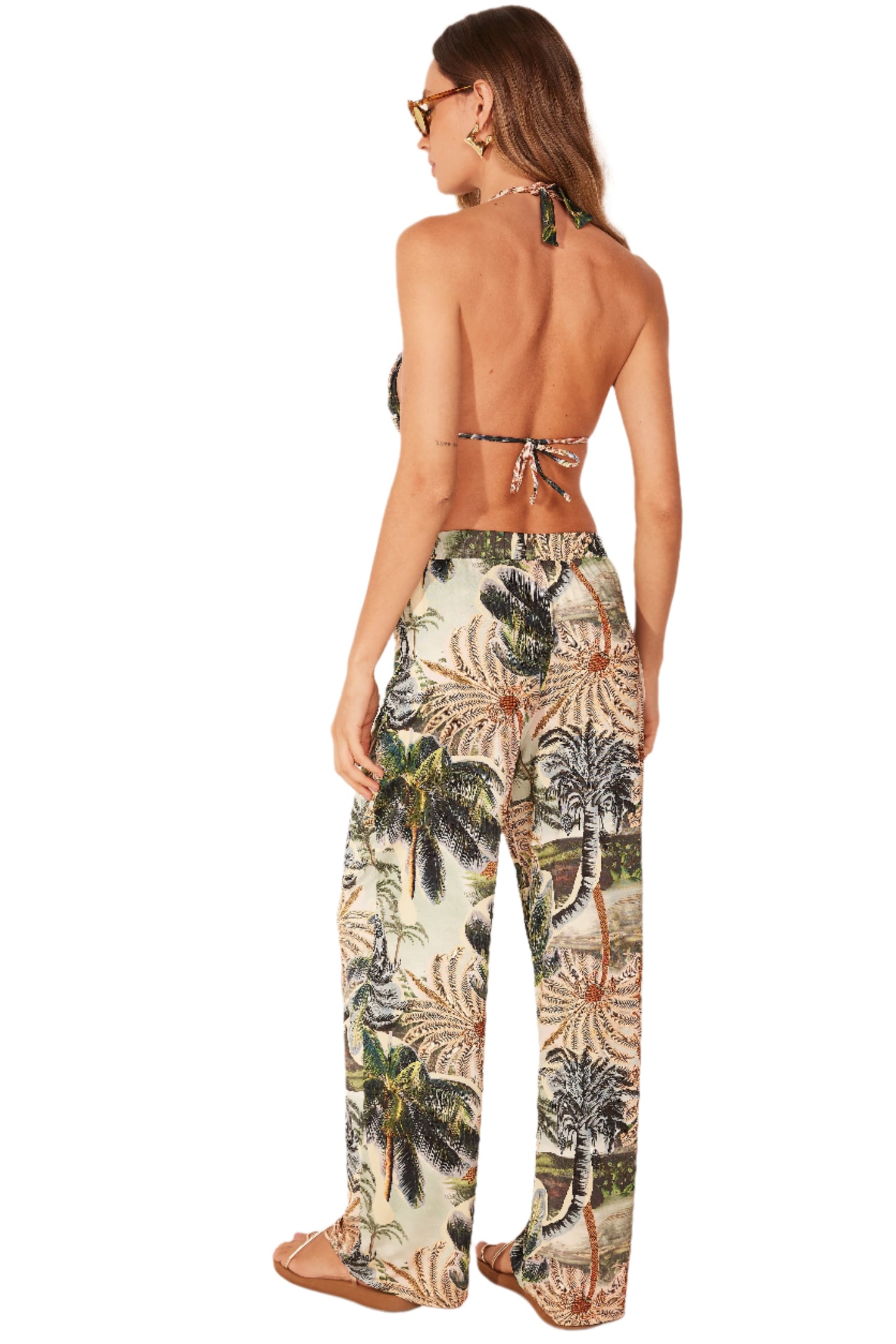 Palm Tree Low Waist Pants