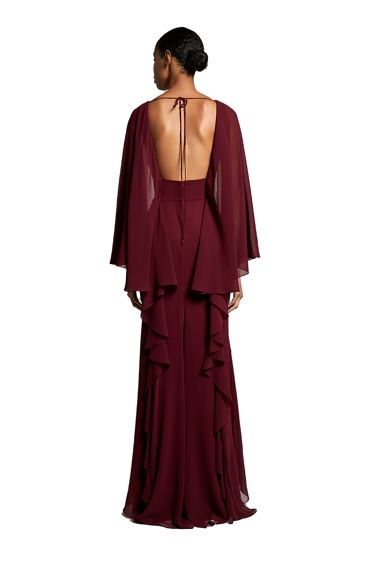 Cascade V-Neck Long Dress