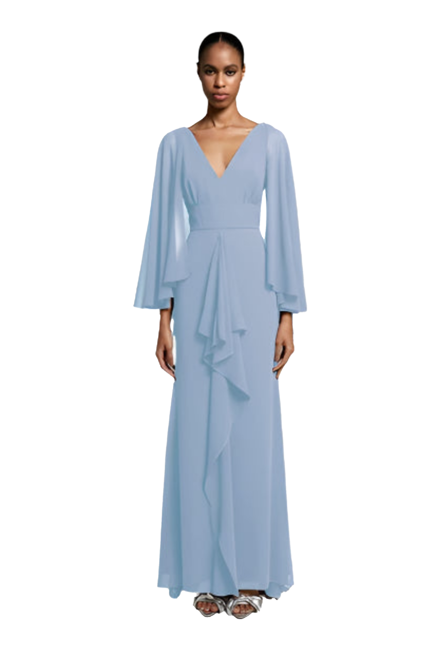 Cascade V-Neck Long Dress
