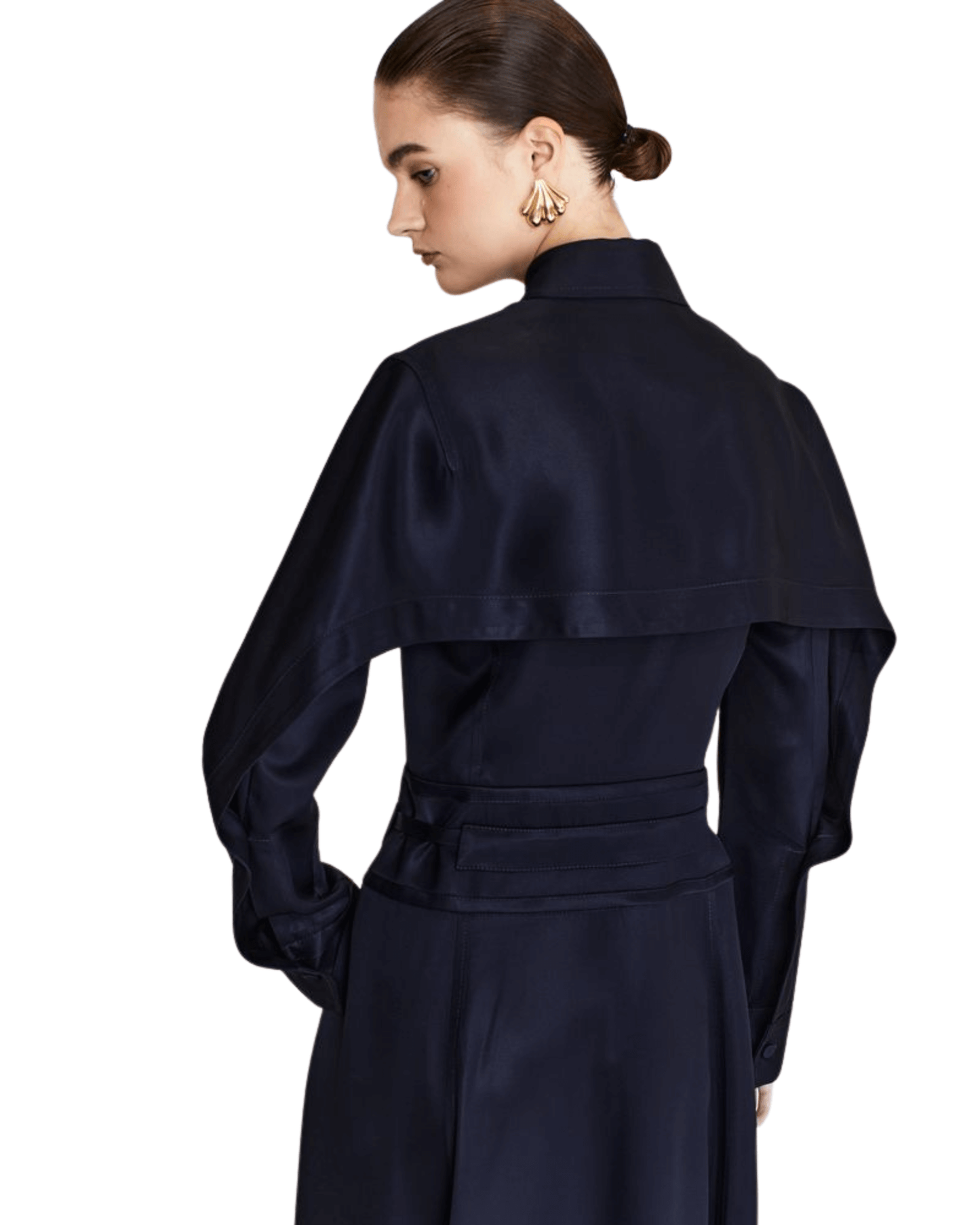 Long topstitched cape