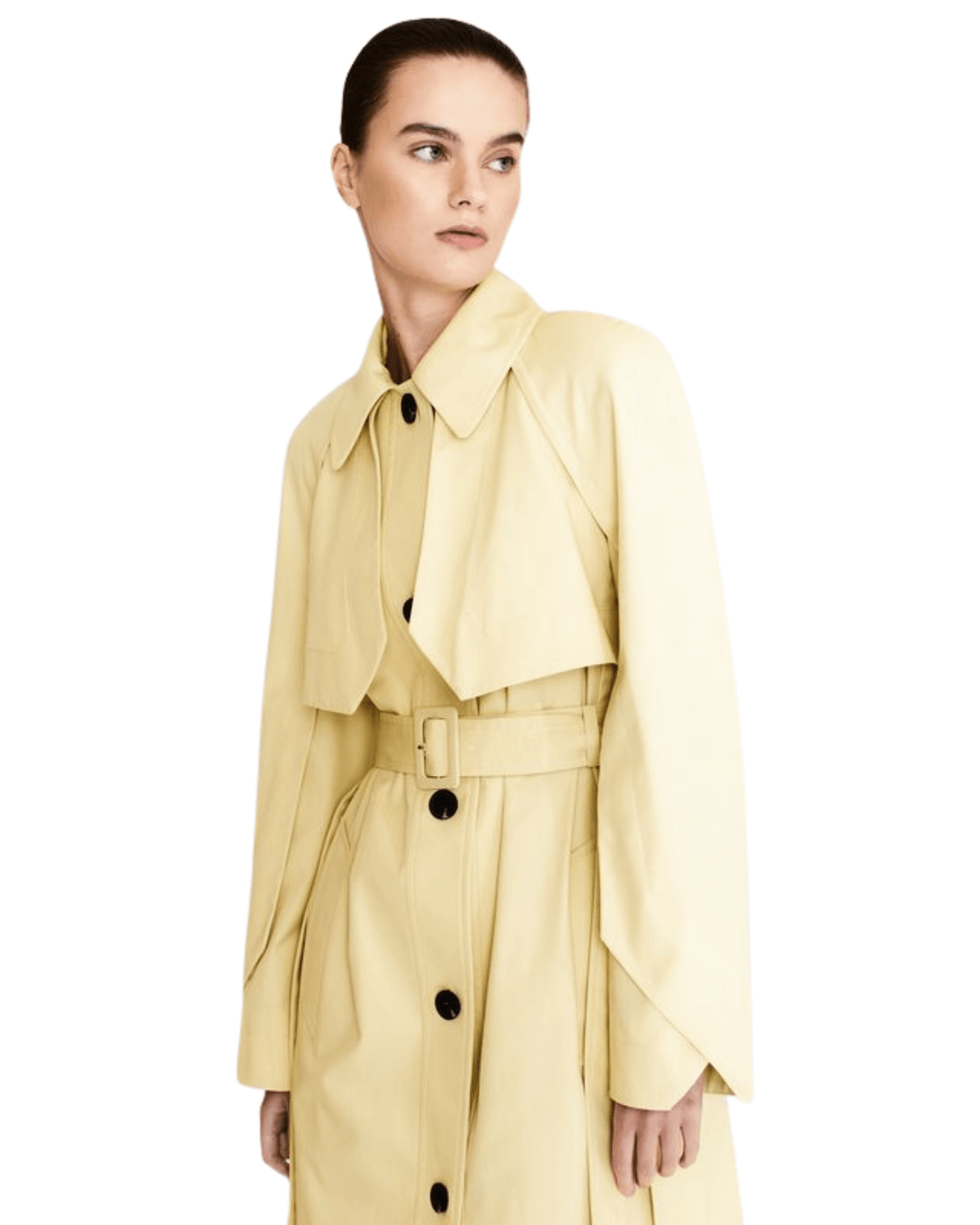 Long topstitched cape