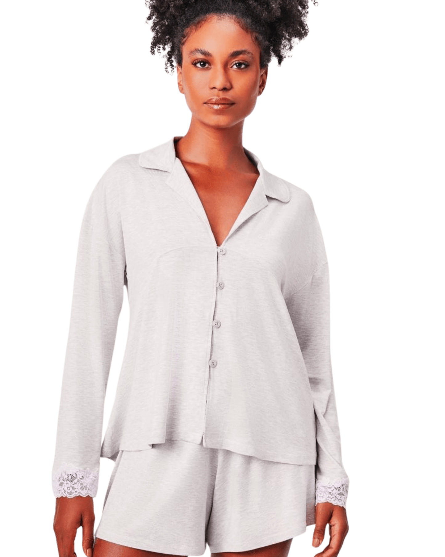 Short Knit Pajama Set with Buttons Nanna