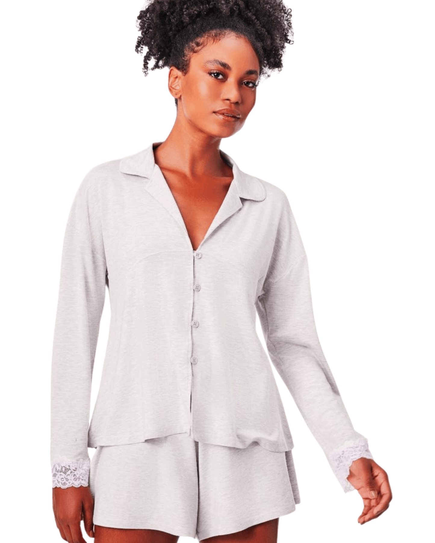 Short Knit Pajama Set with Buttons Nanna
