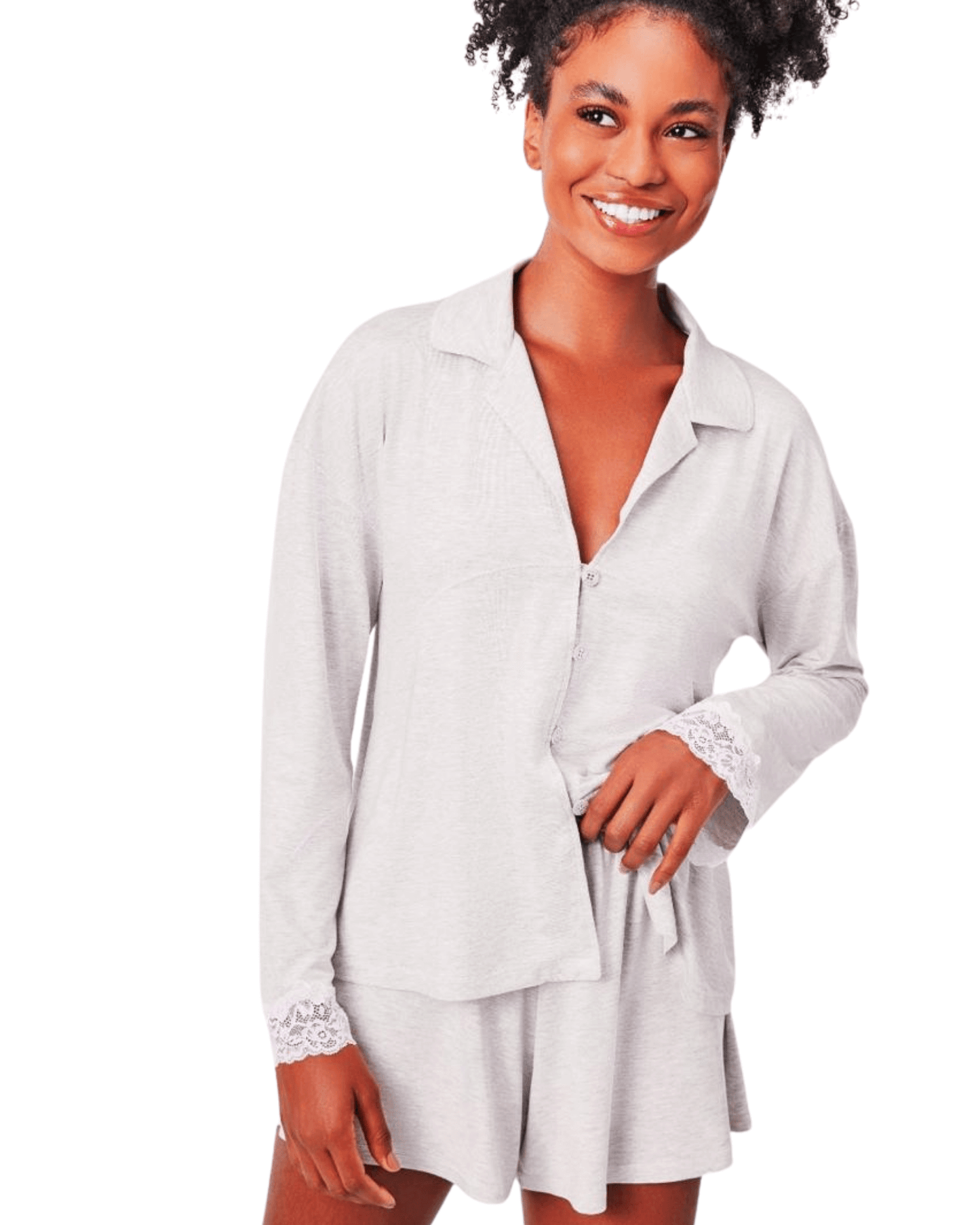Short Knit Pajama Set with Buttons Nanna