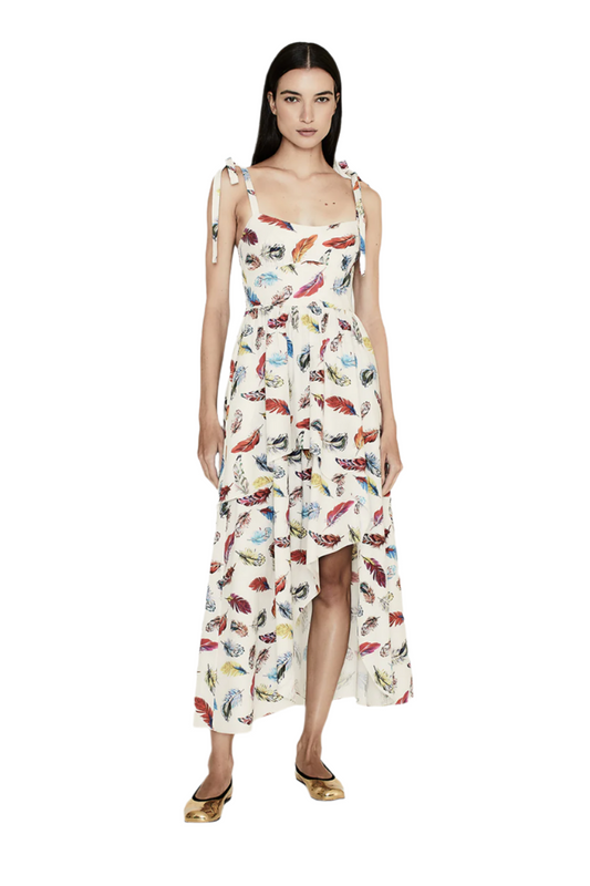 Plumes Asymmetrical Midi Dress