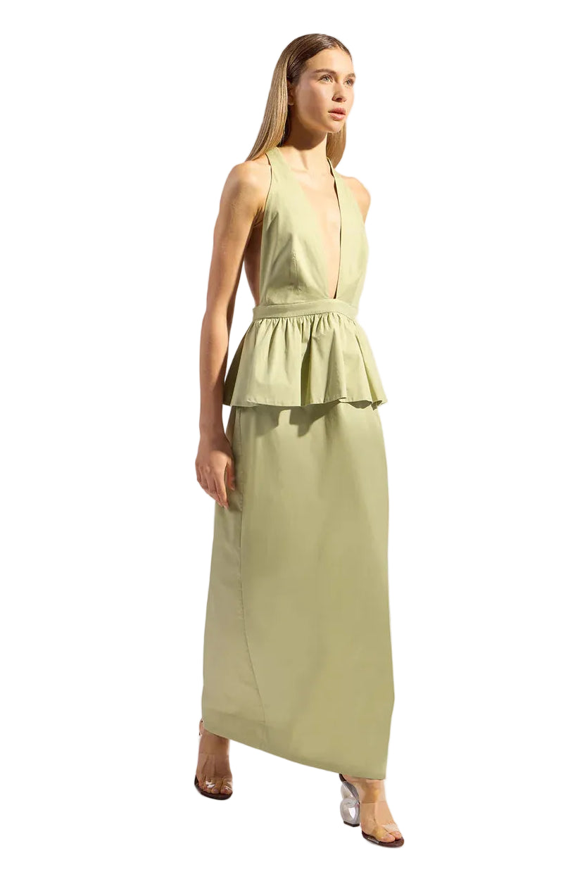 deep v peplum dress Solid Deep-V Peplum Maxi Dress